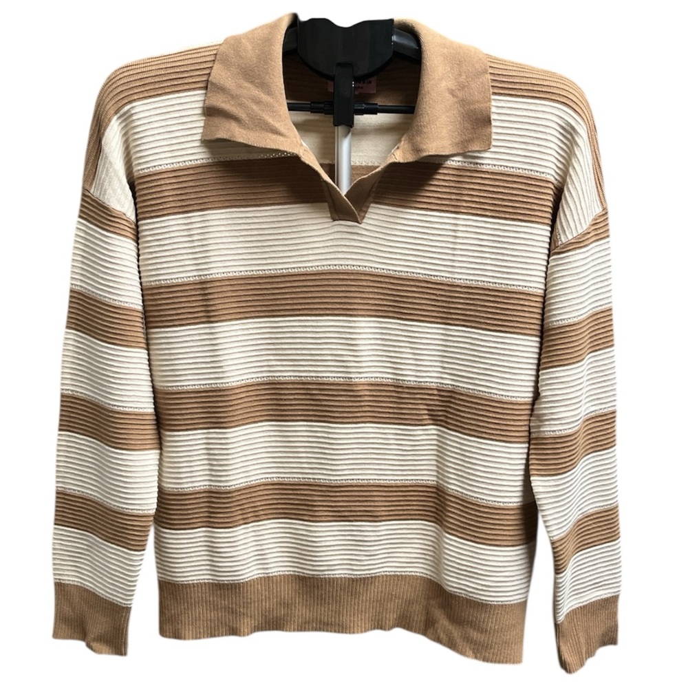Elegant Striped Collared Sweater for Women